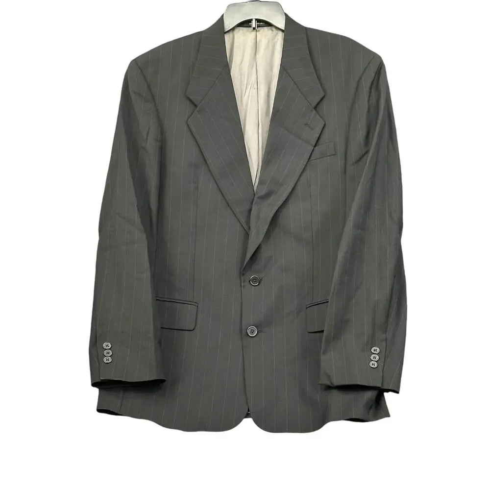 Monsieur Givenchy Suit Jacket Mens 44L‎ Black Pinstripe Sport Coat Blazer USA